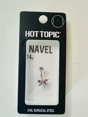 Hot Topic Purple Dragonfly Belly Button Ring 14g 316L Surgical Steel- NIB
